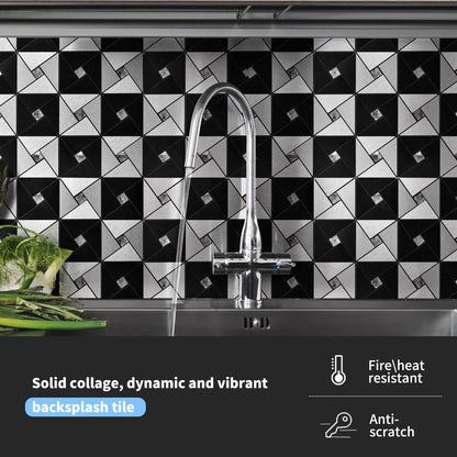 Art3d 10-Sheet Peel and Stick Backsplash Metal Mosaic Tiles for Kitchen Wall Decor, Stick on Aluminum Composite Tiles Stikers, Copper Windmill Puzzle Glass Mixed