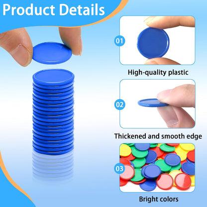 200pcs Math Counters,1 Inch Bingo Chips,4 Colors with Storage Box Plastic Poker Chips,for Education,Math Counters,Round Game