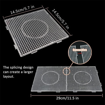Vytung 4pcs 5mm Fuse Beads Boards Set,130 Patterns,Tweezers and Ironing Paper Large Clear Plastic Pegboards Template Beads Boards for Craft Beads