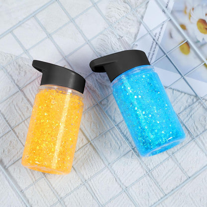 4 Pack 10 Oz Plastic Double Wall Snow Globe Tumbler, Snowglobe Tumbler with Pre Drilled Hole and Plug, Snow Globe Cups Kid Water Bottle DIY Gift for Scool, Sport