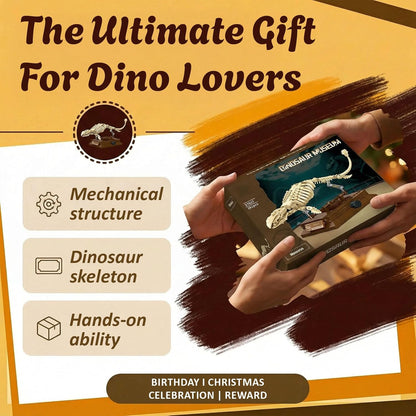 Mosasaurus Fossil Building Block Set – Mechanical Dinosaur Skeleton Model with Gear-Driven Movement and Display Base