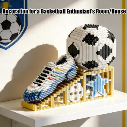 2026 New Soccer Ball with Sport Sneaker Building Block Set, Realistic Soccer, Luminous Crystal Shoe, Golden Stand STEM Bricks, DIY Educational Toy World Football Cup Gifts for Teen, Adult