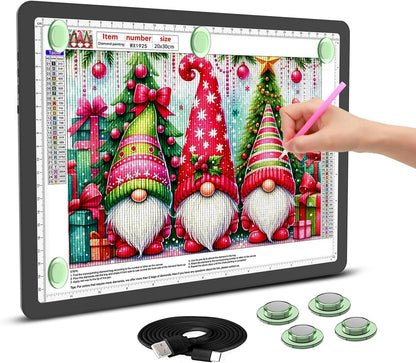 Rechargeable A3 Light Board for Diamond Painting, 5600 Lux Tracing Light Box with Side Physical Buttons, 3 Colors and 6 Levels of Brightness, LED Light Pad for Diamond Art, Drawing, Weeding Vinyl