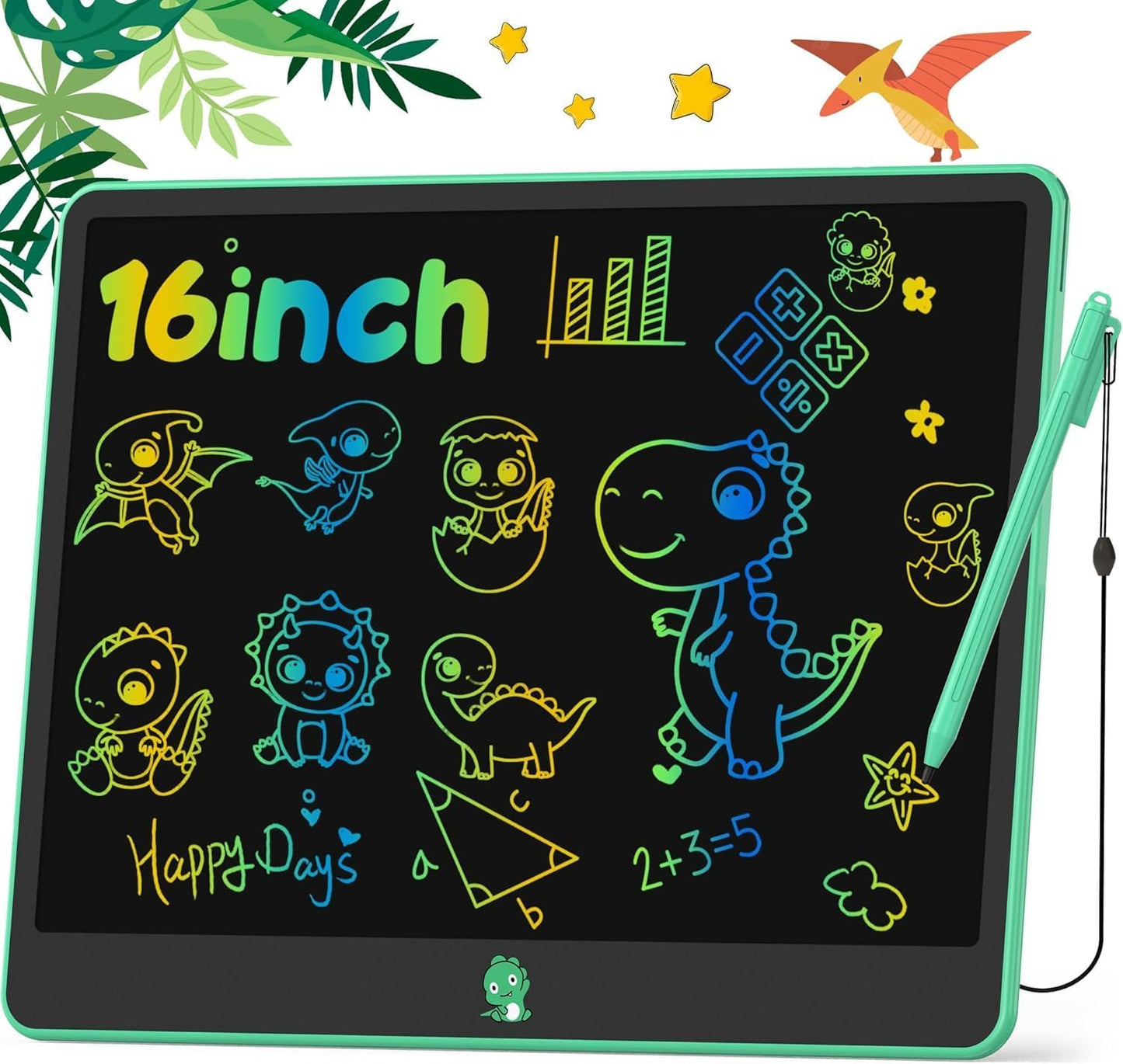 Hockvill LCD Writing Tablet for Kids 16 Inch, Toys for Girls Boys Drawing Pad for 3 4 5 6 7 Year Old Kids Toys, Christmas Birthday Gift for Kids, Toddler Doodle Board Travel Essentials - Pink