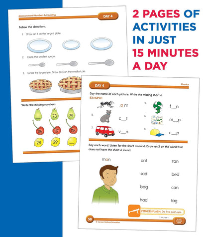Summer Bridge Activities Kindergarten to 1st Grade Workbooks, Activity Book Ages 4-6 With Math, Phonics, Science, Social Studies, Writing Practice, Fitness, Flash Cards, Stickers, and More (Volume 2)