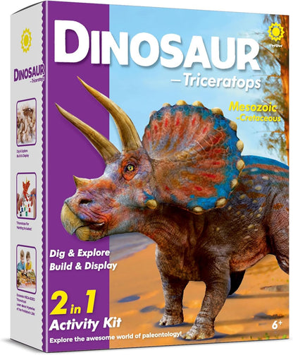 Dinosaur Tyrannosaurus Fossil Dig Kit - 2-in-1 Excavate & Build Set with Tools, Educational STEM Toy Gift for Kids Ages 6+