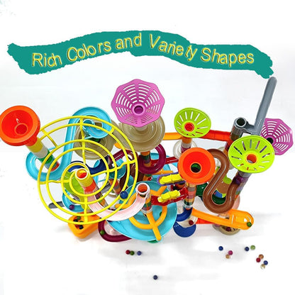 Marble Run - 200Pcs Maze Game Construction Building Toy, Race Track Set with 30pcs Glow in Dark Plastic Marbles STEAM Building Toys Gift for Kids (Marble run-200)
