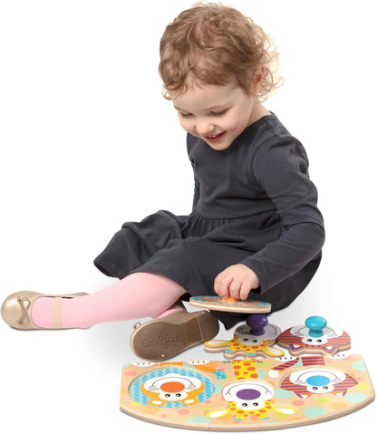 Melissa & Doug First Play Wooden Jumbo Knob Safari Animal Puzzle (3 pcs) Large Puzzles for Babies and Toddlers Ages 1+