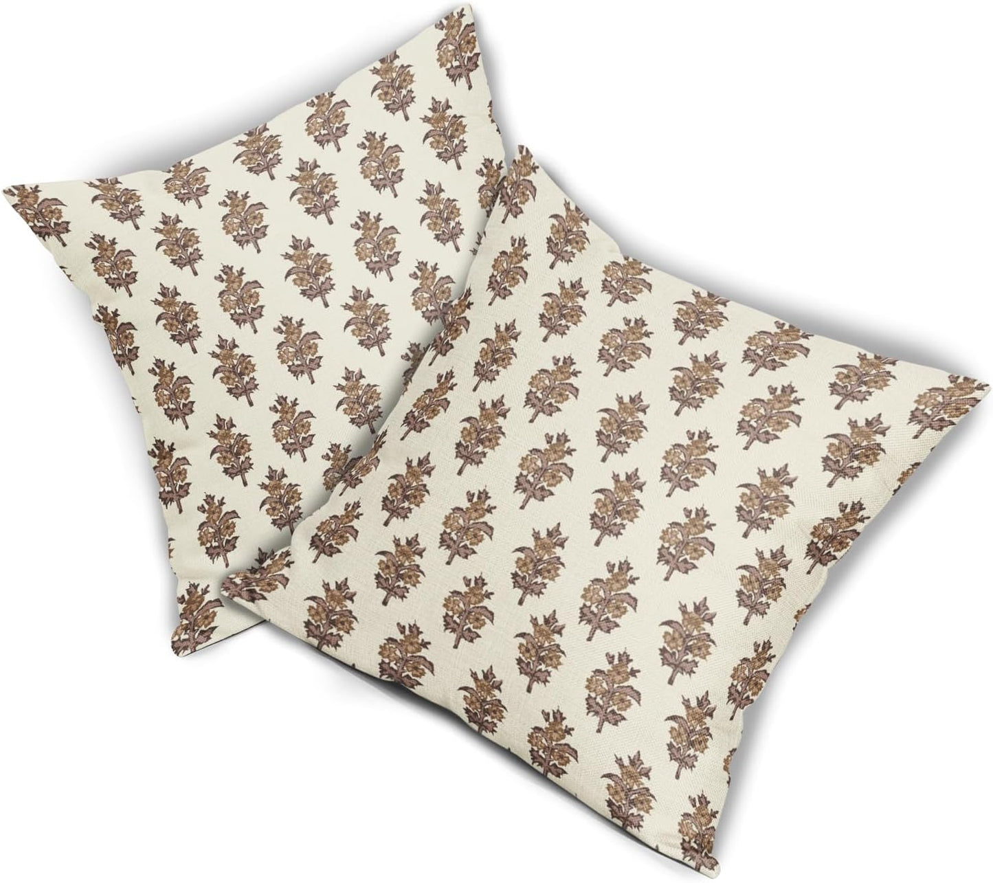 Sage Green Blue Floral Block Print Pillow Covers 18x18 Set of 2 Spring Flower Pattern Decorative Throw Pillowcases Outdoor Rustic Farmhouse Square Cushion Cases Decor for Home Couch Sofa Bed