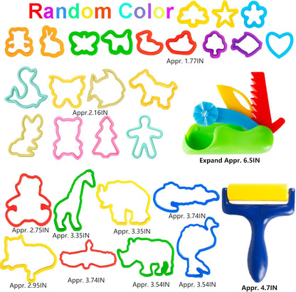 36-Piece Dough Tool Set for Kids Ages 3-8 – Includes Animal Cutters, Rolling Pins, Rollers, Random Colors