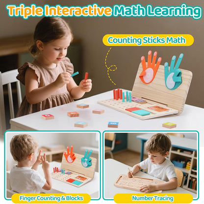 Montessori Math Learning Toy – Number Blocks, Counting Sticks, Tracing Board & Finger Counting, Educational Preschool STEM Sensory Toys for Toddlers, Birthday Gift for 2 3 4 5 Year Old Boys Girls Kids