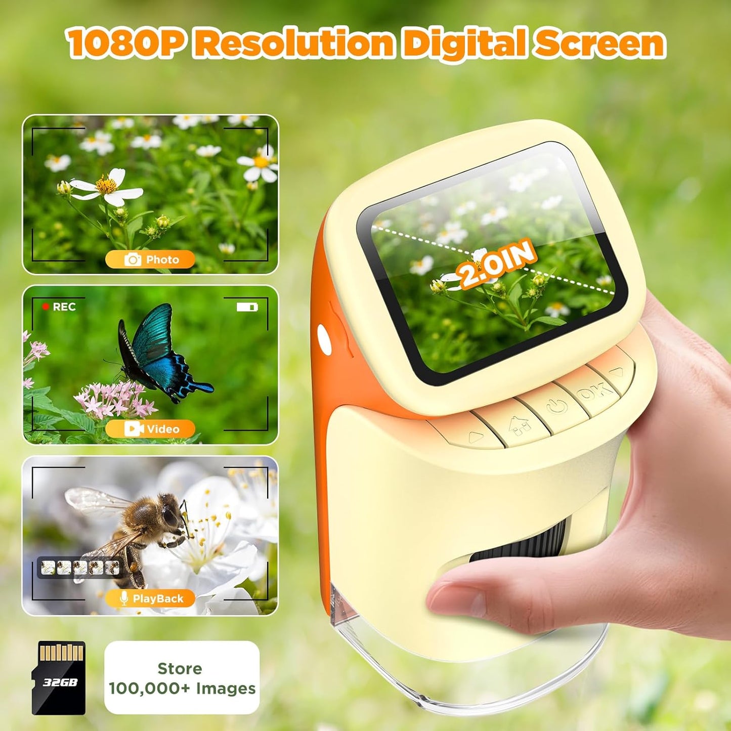 Microscope for Kids, 1000X 1080P Pocket Kids Microscope Handheld - [2026] Digital Mini Microscopes for Kids 8-12, STEM Toys Educational Science Kits for Kids 5-7, Ideal Birthday for Boys, Girls