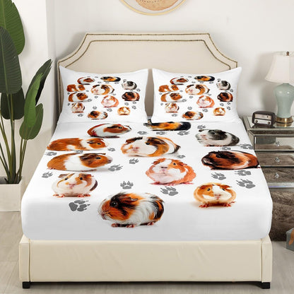 Manfei Musical Kids Fitted Sheet Full Size, MusicalGuitar Radio Drum Kit Headset Print Bedding Set 3pcs for Boys Girls, Rock Music Bed Cover with 2 Pillowcases, Soft Polyester Bedding, No Top Sheet