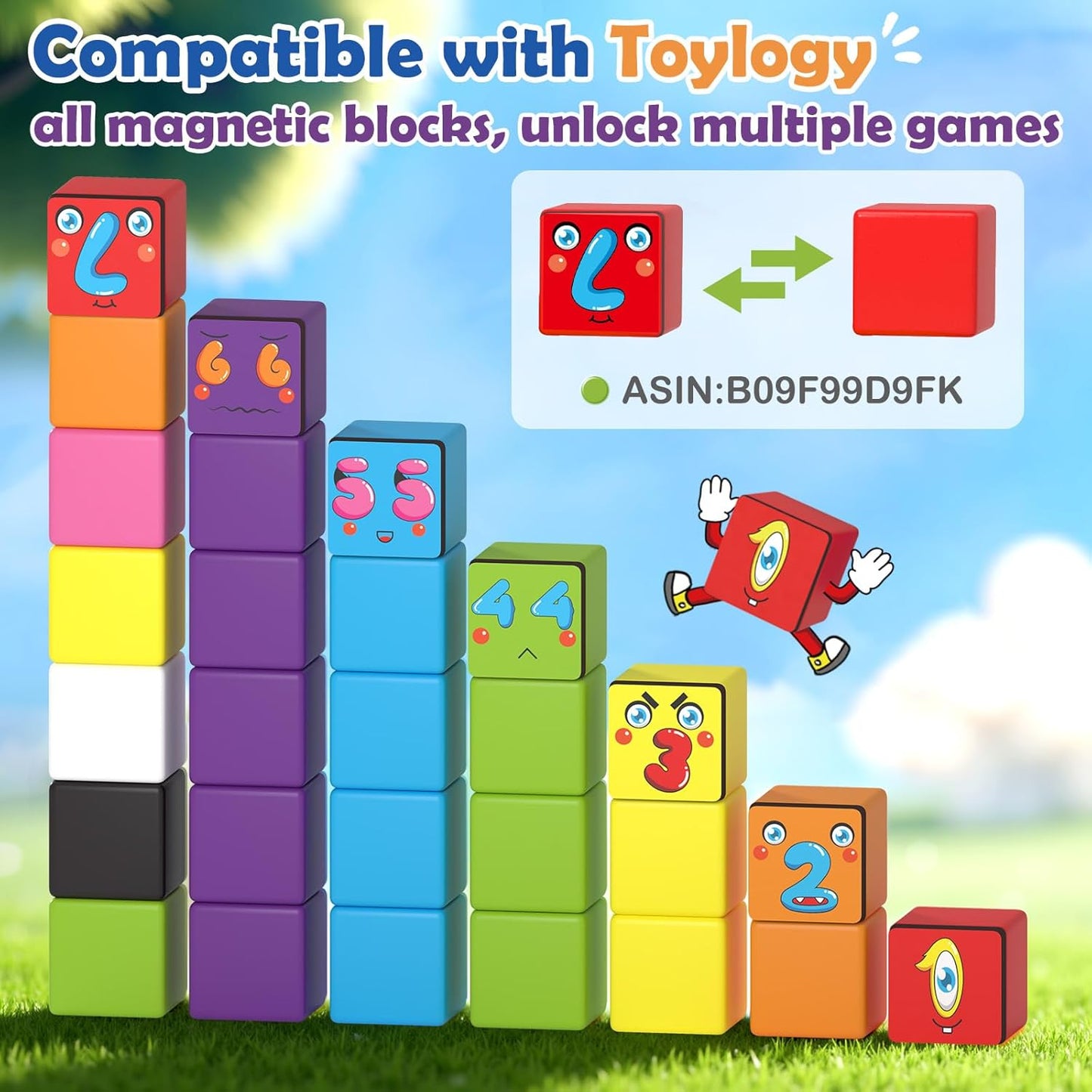 48PCS Magnetic Blocks for Toddlers Outdoor Toys, Large Magnetic Cube Toy for Sensory Montessori Education Preschool Magnet Toys for 3 4 5 6 Year Old Boys and Girls