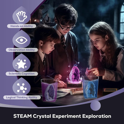GobiDex Geodes Crystal Growing Kit for Kids, 24-Hour Fast Crystal Growth, Science Experiments Kit with Display Cases - DIY STEM Toys, Educational Gifts for Boys&Girls Ages 8-12,Geology Rock Collection