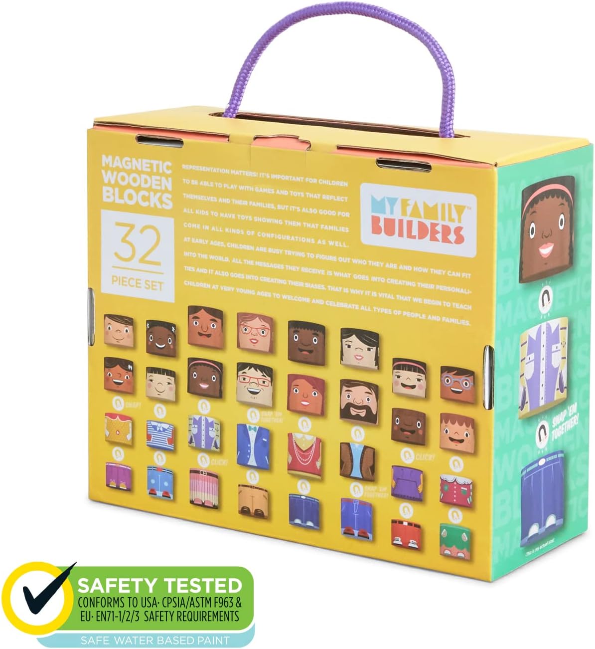 16-Piece Multiracial Magnetic Friends Play Set, Wooden Diversity Building Blocks for Kids, Multicultural Dolls for Creative Play & SEL Development – Ages 1+