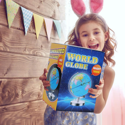 POOCCI 6 in1 Illuminated Large World Globe for Kids & Adults All Ages High Clear Map 12inch, Illuminates Educational Interactive STEM Toy, Light Up Kids Globe Lamp,Gifts For Boys And Girls