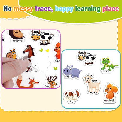 FUNCLASS 4 Pack Reusable Sticker Books for Toddlers 3,Toddler Sticker Books for Travel,Quiet Sticker Books for Kids,Kids Jelly Sticker Books with Animal,Dinosaur,Vehicles,Farm,Toddler Birthday Gifts
