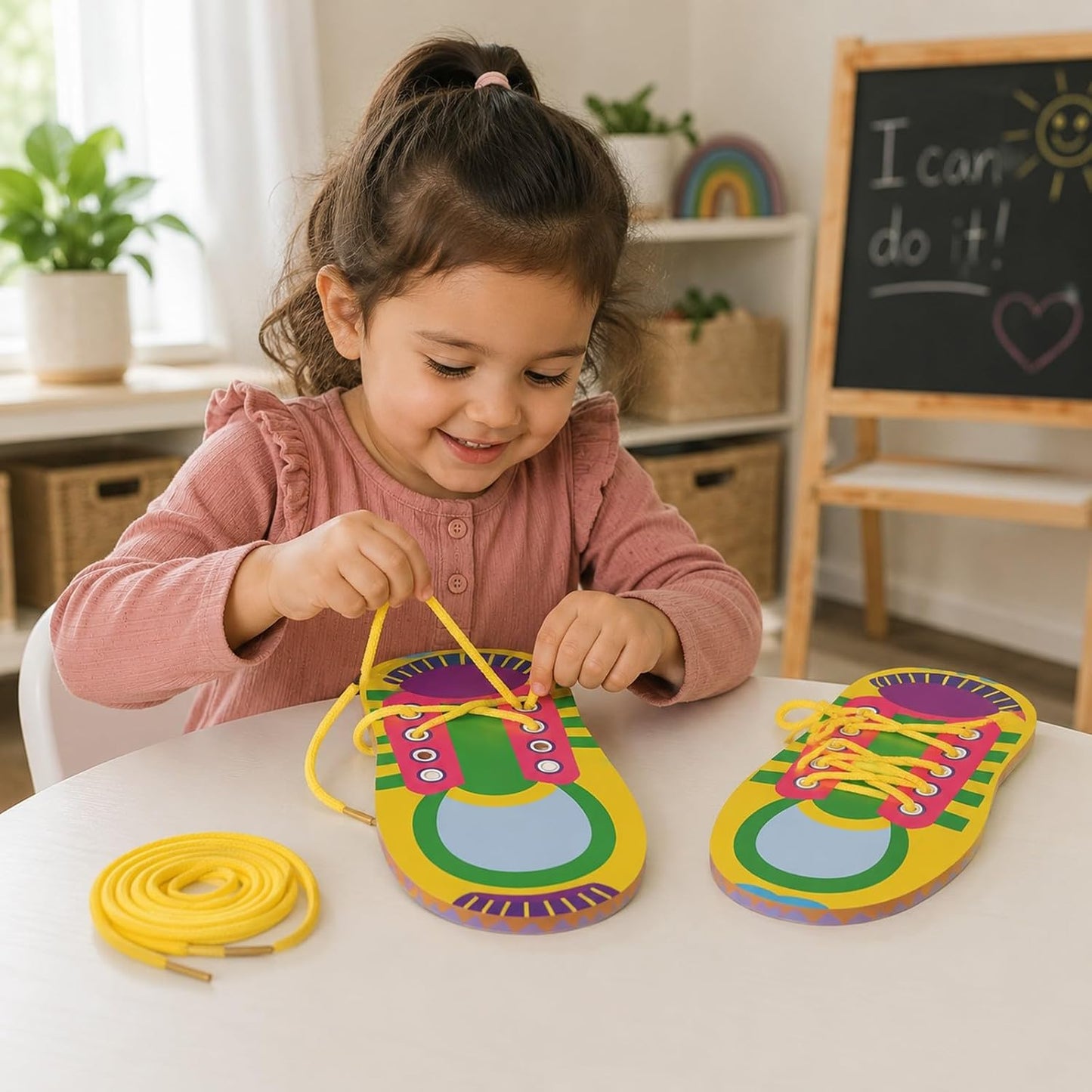 LUOZZY 10 Sets Shoe Trying Practice for Kids Shoelace Threading Teaching Toys Learn to Tie Shoelaces Toy Fine Motor Skills Toy Threading Game for Kids, Random Color