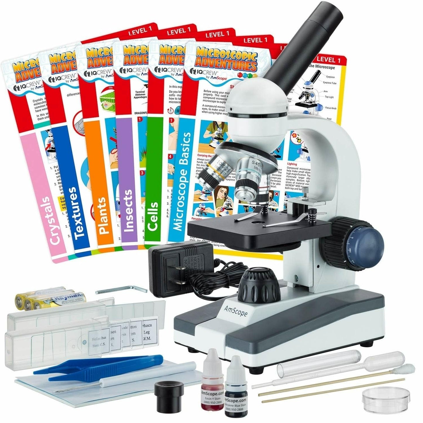 AmScope M150C / M150C-I 40X-1000X All-Metal Optical Glass Lenses Cordless LED Student Biological Compound Microscope