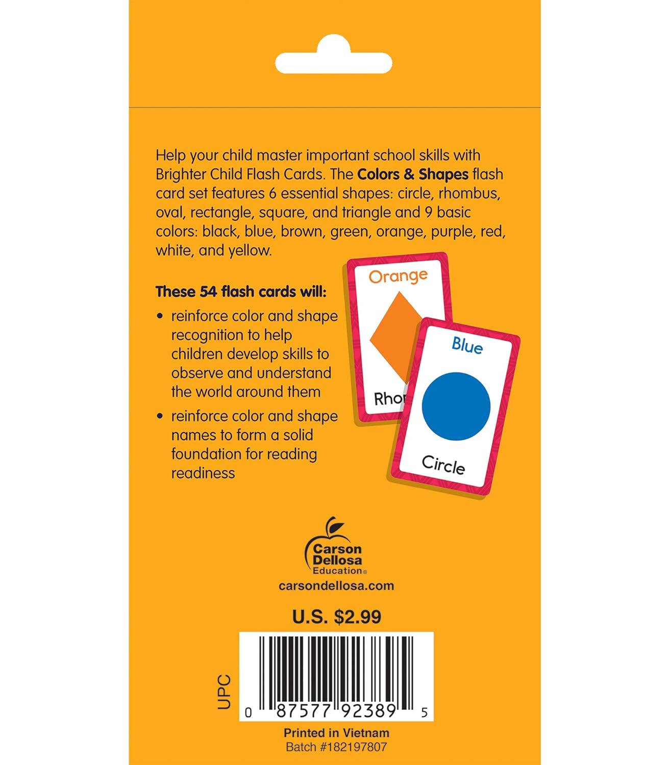 Carson Dellosa 54 Colors and Shapes Flash Cards, Toddler Learning Flashcards for Kids Ages 4 and Up, Educational Games for Preschool and Kindergarten Reading Readiness