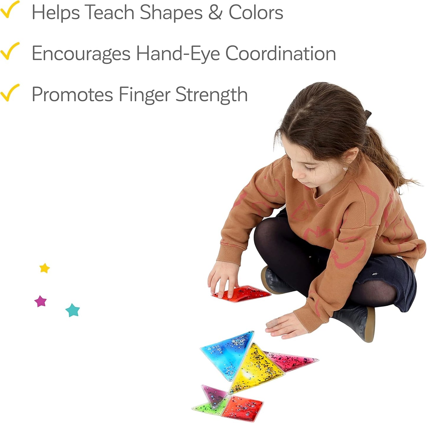 Fun and Function Busy Fingers Tangram Gel Puzzle - Geometric Shape Puzzle Pieces - Gel Filled Pattern Blocks - Sensory Pad Block Puzzle/Tangram Puzzle for Kids Ages 3+