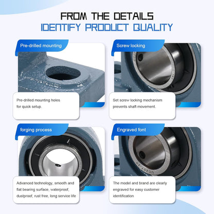 UCP202-10 Pillow Block Bearing,5/8" Bore Mounted Pillow Bearing Cast Iron Base -Self Aligning Chrome Bearing,2 Pcs
