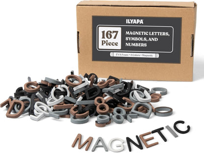 Ilyapa 167 Piece Alphabet Magnets Magnetic Letters and Numbers for Whiteboard, Chalkboard Signs & Fridge, ABC Magnets, Soft & Durable EVA Foam Magnetic Alphabet Letters Works on All Metal Surfaces