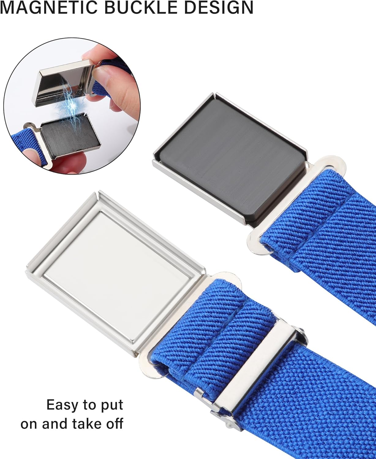 AWAYTR 3 PCS Kids Adjustable Magnetic Belts - Easy to Use Magnetic Buckle Belt for Boys and Girls