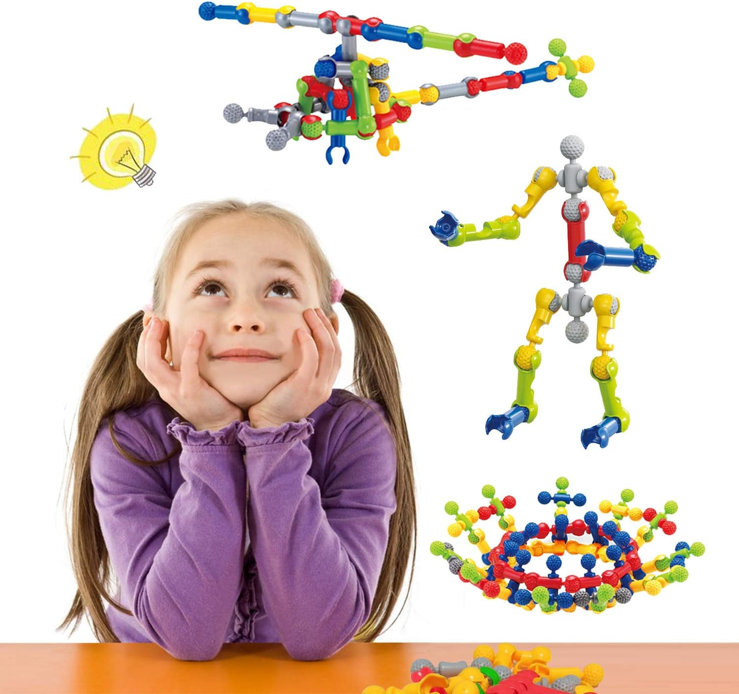 Caferria Kids Building Kit STEM Toys, 110 Pcs Educational Construction Engineering Building Blocks DIY Learning Set for Ages 3-10 Year Old Boys Girls, Best Gift for Children Creative Games Fun Play