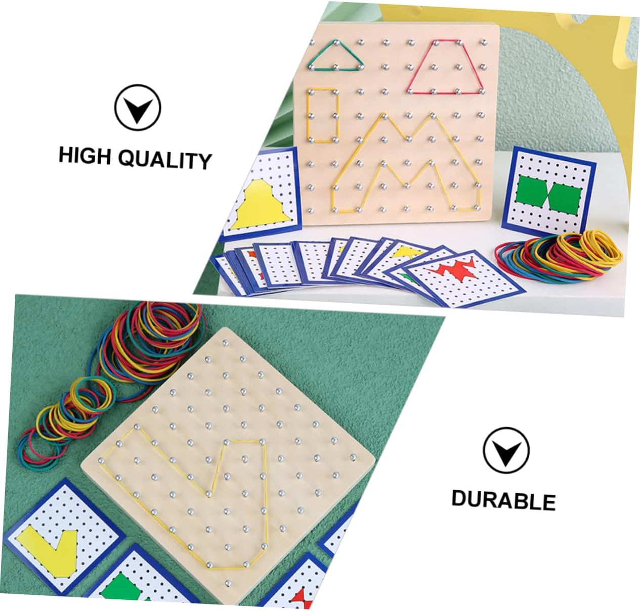 BESPORTBLE Boys and Girls Mathematics Learning Tools Geoboard for Boys and Girls Nail Board Elastic Strips Educational Geometry Tool Creative Teaching Aid