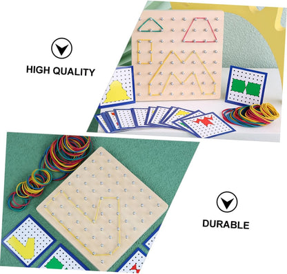 BESPORTBLE Boys and Girls Mathematics Learning Tools Geoboard for Boys and Girls Nail Board Elastic Strips Educational Geometry Tool Creative Teaching Aid