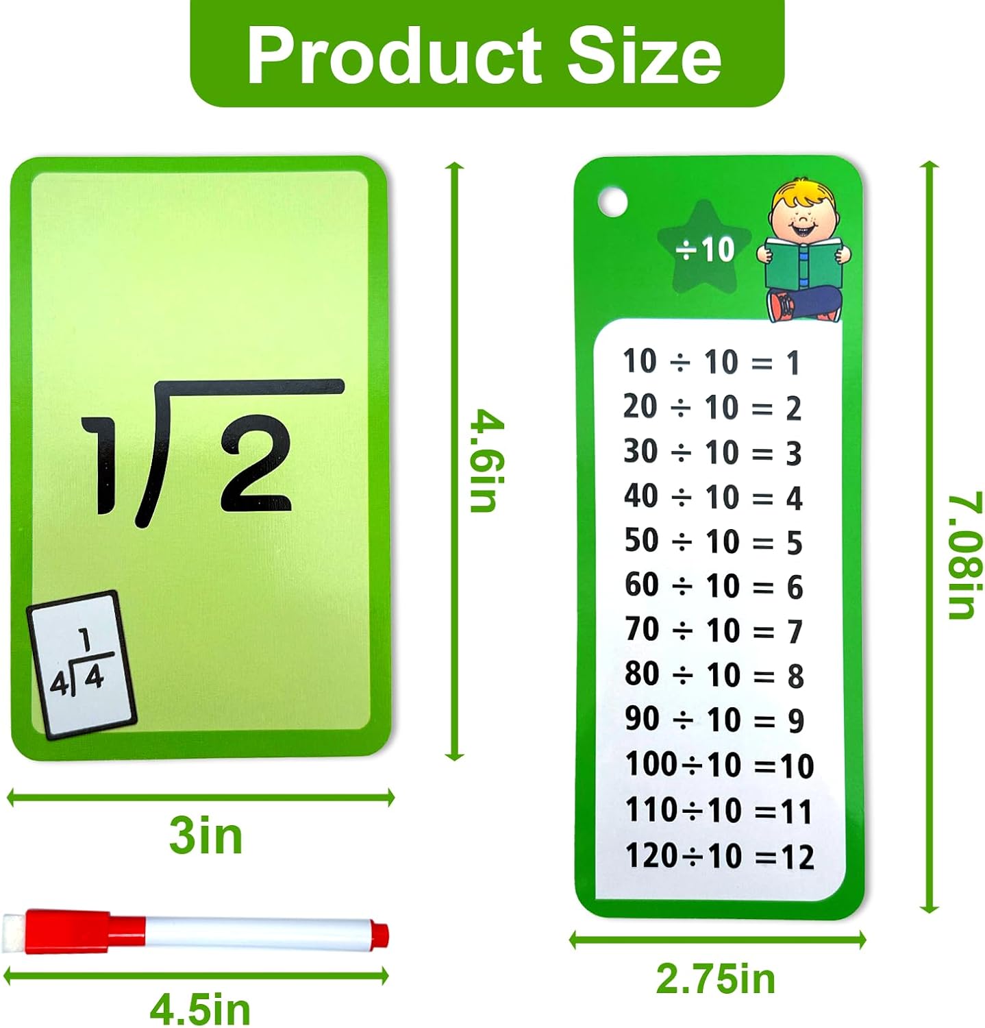 1-12 Math Flash Cards with 6 Dry Erase Pens, 15Pcs Big Multiplication Flash Cards + 36 Pcs Random Double-Sided Multiplication Practice Cards, Educational Math Flashcards for Kids Ages 6+