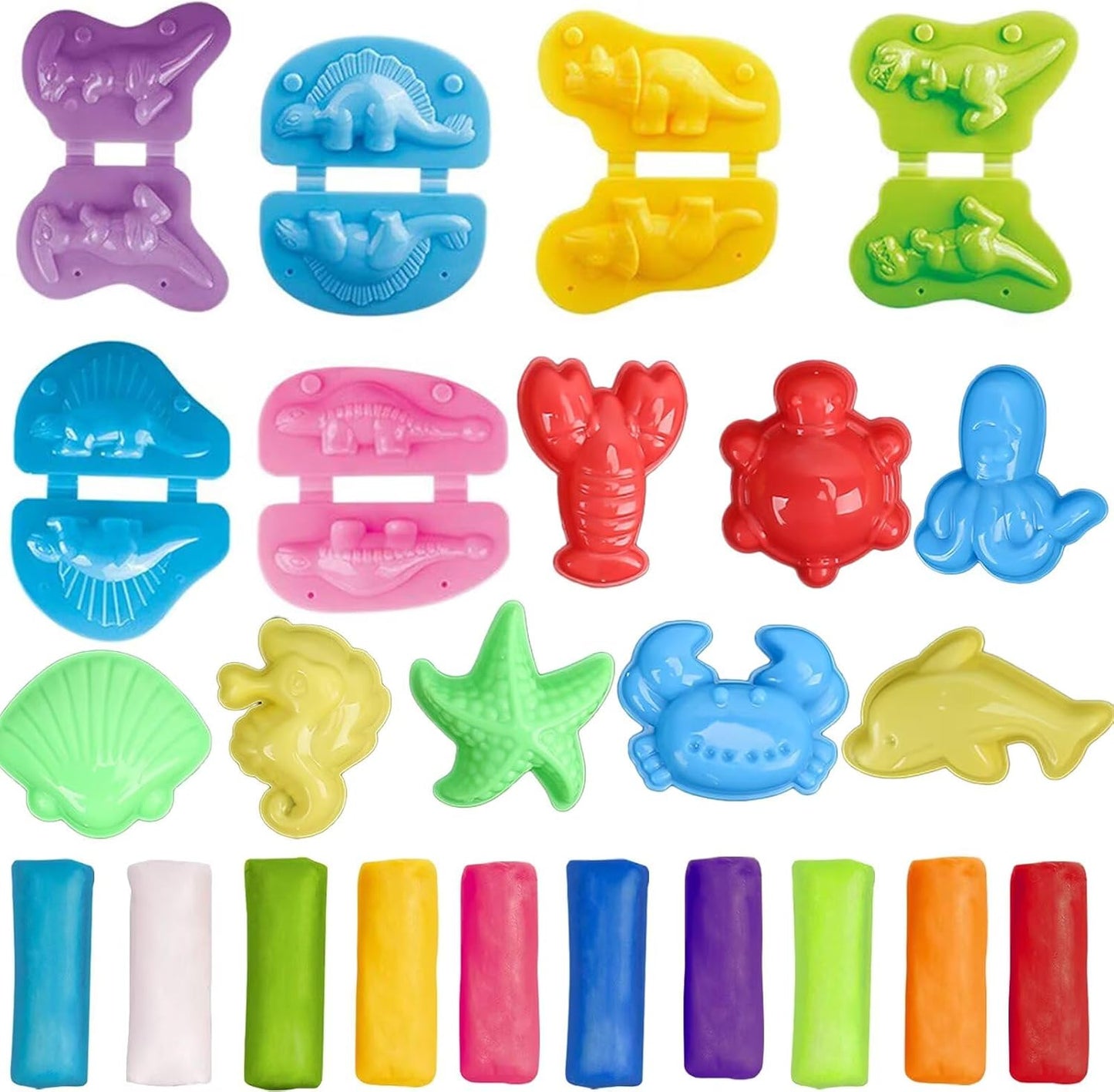 Unleash Creativity with 6 Unique Dino Molds Dough Toys Dough Accessories Set.Ideal as a Gift for Kids Aged 3-4-8 Years
