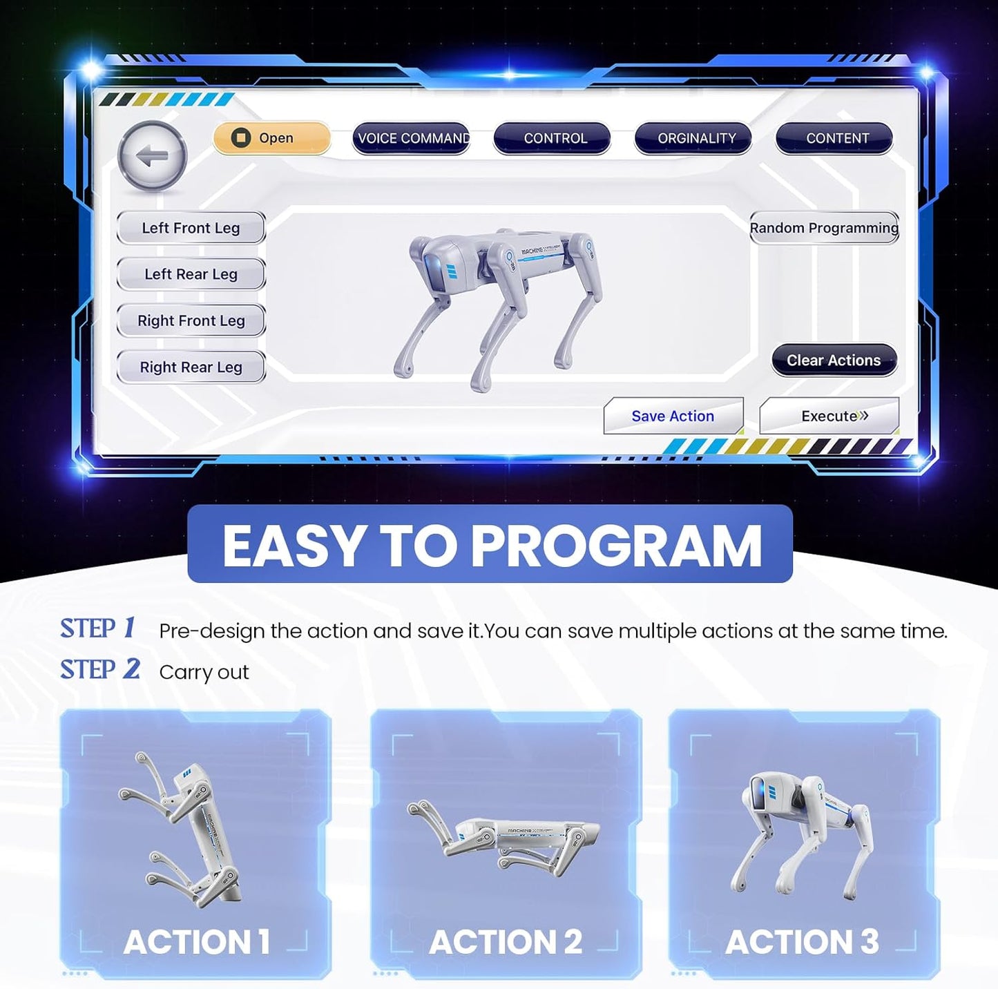 cxjoigxi Smart Dog Toy, Interactive STEM Pet, Voice & Remote Control, App Programming, 30+ Actions, Bionic Walking, RC Dog Birthday Gifts for Kids Boys Girls Age 6+