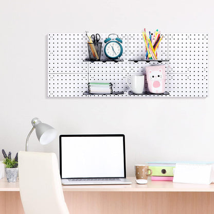 Nuanchu 8 Pack No Drill Pegboard Panels, 10x10 Inch White ABS Plastic Pegboard Wall Mount Organizer Kit for Garage Kitchen Office Living Room, Self Adhesive, 11lb Weight Capacity(White)
