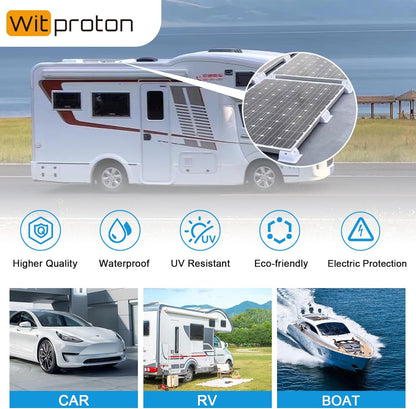 Solar Panel Mounts Bracket Set of 4pcs (White), Drill Free ABS Corner Roof Brackets Mounting Kit, Durable Solar Mount Rack Accessories for RVs, Trailers, Boats, Yachts, Vans, Carports