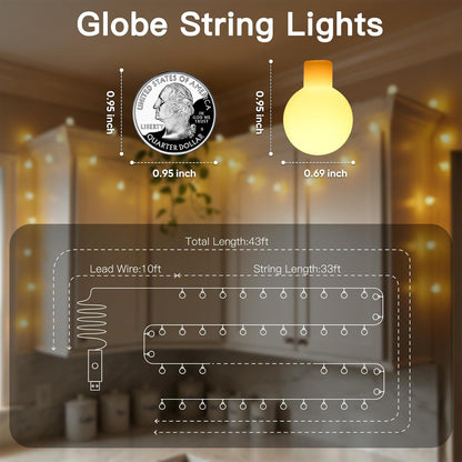 suddus String Lights for Bedroom, 66ft 200 Led Connectable Globe String Lights Indoor, Hanging Fairy Lights Plug in with Remote for Kids Room Dorm Classroom Outdoor Christmas Tree Decor, Warm White