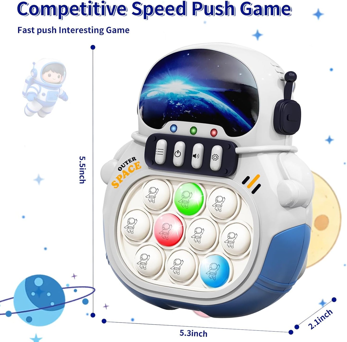 Narotood Quick Push Pop Game - Light Up Bubble Fidget Toy for Kids & Adults, Handheld Puzzle Game Sensory Toys, Great Gift for Christmas, Easter & Birthdays for Boys and Girls Ages 3-12 (Bear)