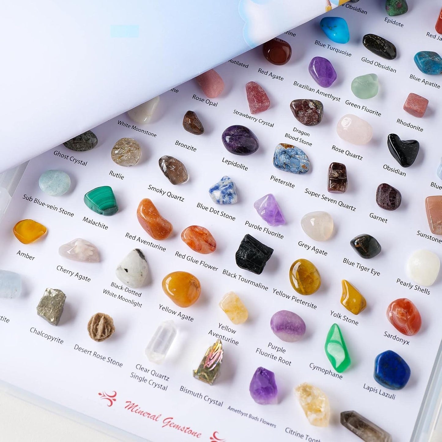Runyangshi 72pcs Natural Rock and Geology Mineral Education Set for Studying Geology and Earth Science Ldentification Kit Learning Gifts with Instructions