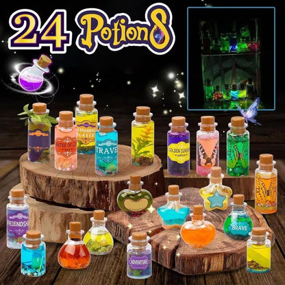 Fairy Potion Making Kit for Kids - Birthday Gifts for Girls Ages 6 7 8 9 10 Ideas for Girls 8-10 - Arts and Crafts Toys for Kids 6-8 - 24 Bottle Magical Workshop Craft Set