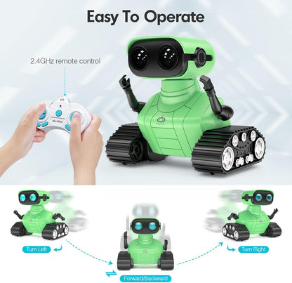 ALLCELE LED RC Robot Toys for Girls with Programming, Music, Demo and LED Function, Remote Control Robot Toy, Gift for Girls 3-8 Years Old Blue Pink