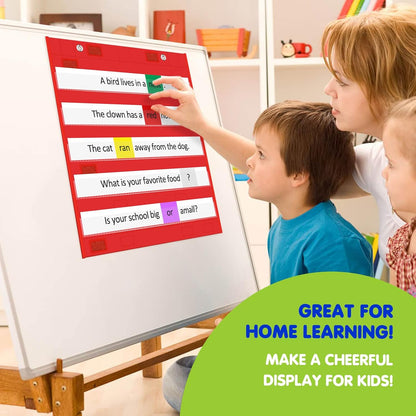 EAMAY Classroom Magnetic Pocket Chart for Kids, Mini Double-Sided Pocket Charts for Teachers Fits 3" Sentence Strips and Cards(14" x 17") (4)