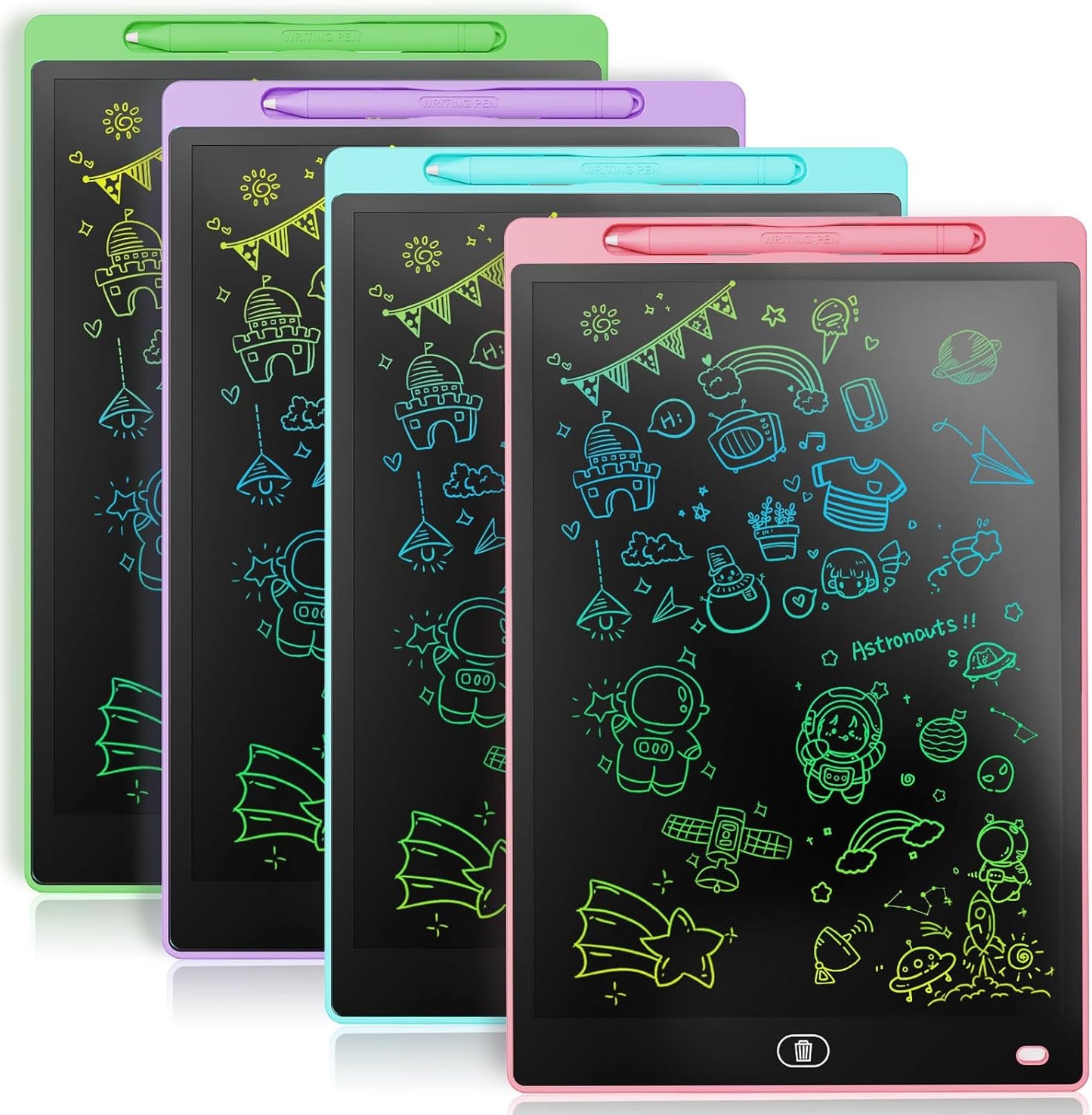 [2 Pack] Genialba LCD Writing Tablet 12-Inch Colorful Doodle Board, Toddler Learning Educational Toys Gifts for 3-8 Years Old Girls and Boys, Electronic Drawing Pad for Kids (Pink&Blue)