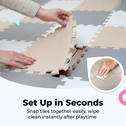 MioTetto Baby Play Mat, Soft Foam Floor Tiles for Kids. Adjustable Interlocking Foam Tiles, Fits with 50x50 Playpen Baby mat for Crawling & Development, Safe & Non-Toxic Playmat for Babies 6-12 Months