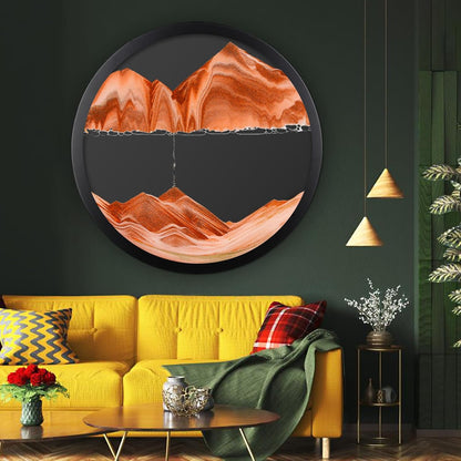 17.3" Moving Sand Art, 3D Sand Art Pictures Deep Sea Sandscape Living Room Decoration, 360° Rotate, Glass Crafts Solid Wood Frame, Relaxing Mood Home Office Work Wall Art Decor