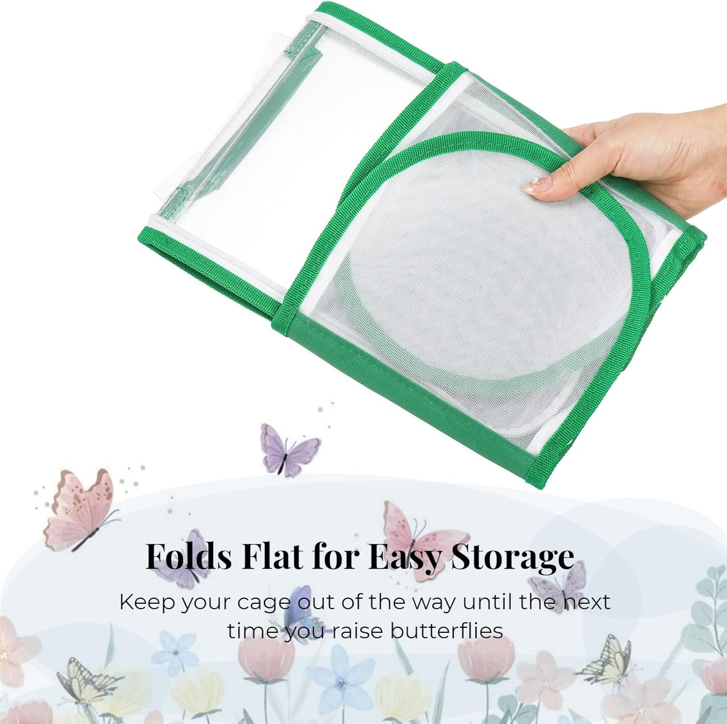 ZOOFOX 2 Pack Monarch Butterfly Habitat, 8" Small Collapsible Insect Mesh Cage Terrarium Pop-up