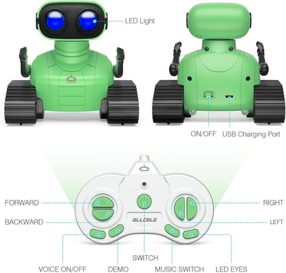 ALLCELE LED RC Robot Toys for Girls with Programming, Music, Demo and LED Function, Remote Control Robot Toy, Gift for Girls 3-8 Years Old Blue Pink