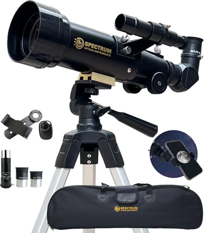 SpectrumOI Telescope for Kids, Telescope for Adults Astronomy Gifts for Kids 8-12 - Premium Refractor 70mm Aperture with Carry Bag and Phone Holder