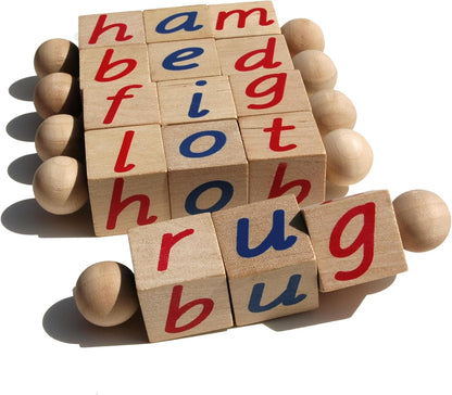 Phonetic Reading Blocks for The Beginning Reader | Tangible Preschool Learning Material | Phonic Word Building Activity Toy